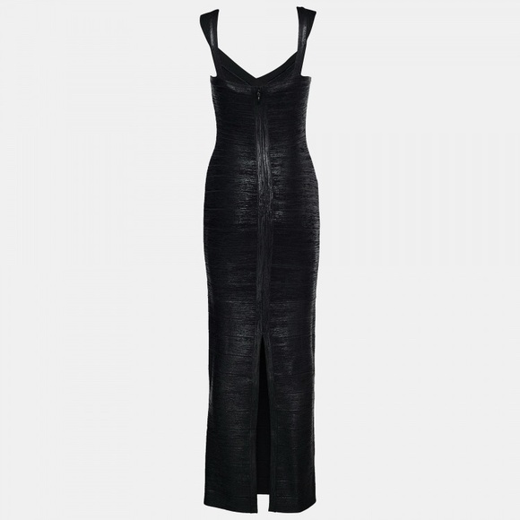 STUNNING Herve Leger BLACK Maxi Dress Ultra luxurious NEW Body Enhancing Shape - Picture 4 of 13